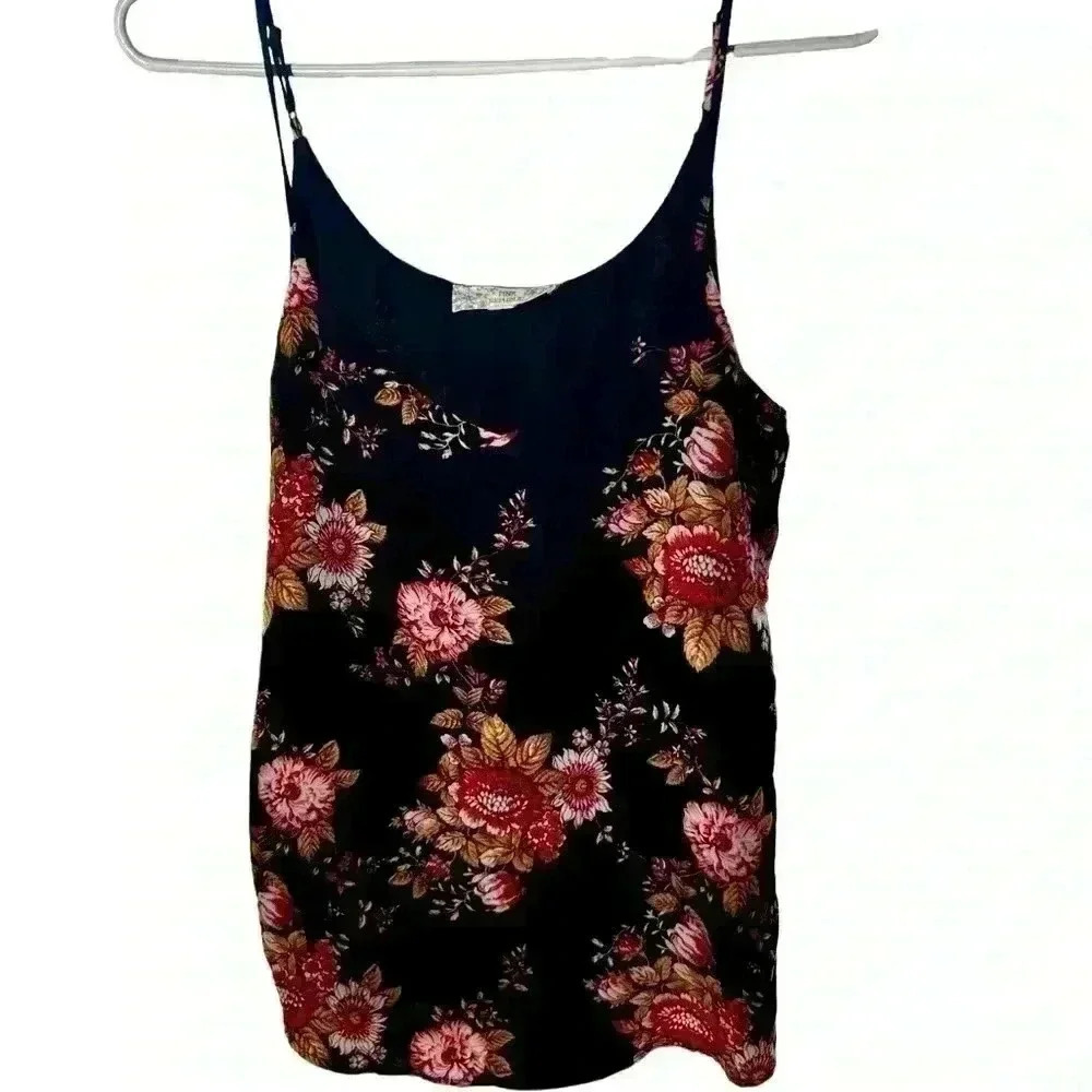 Pink Republic Brand Black Floral Cami Women's Size L